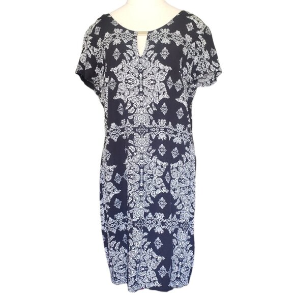 CT693 Renaur Black & White Floral Pattern Sleeveless Dress S - Picture 1 of 4